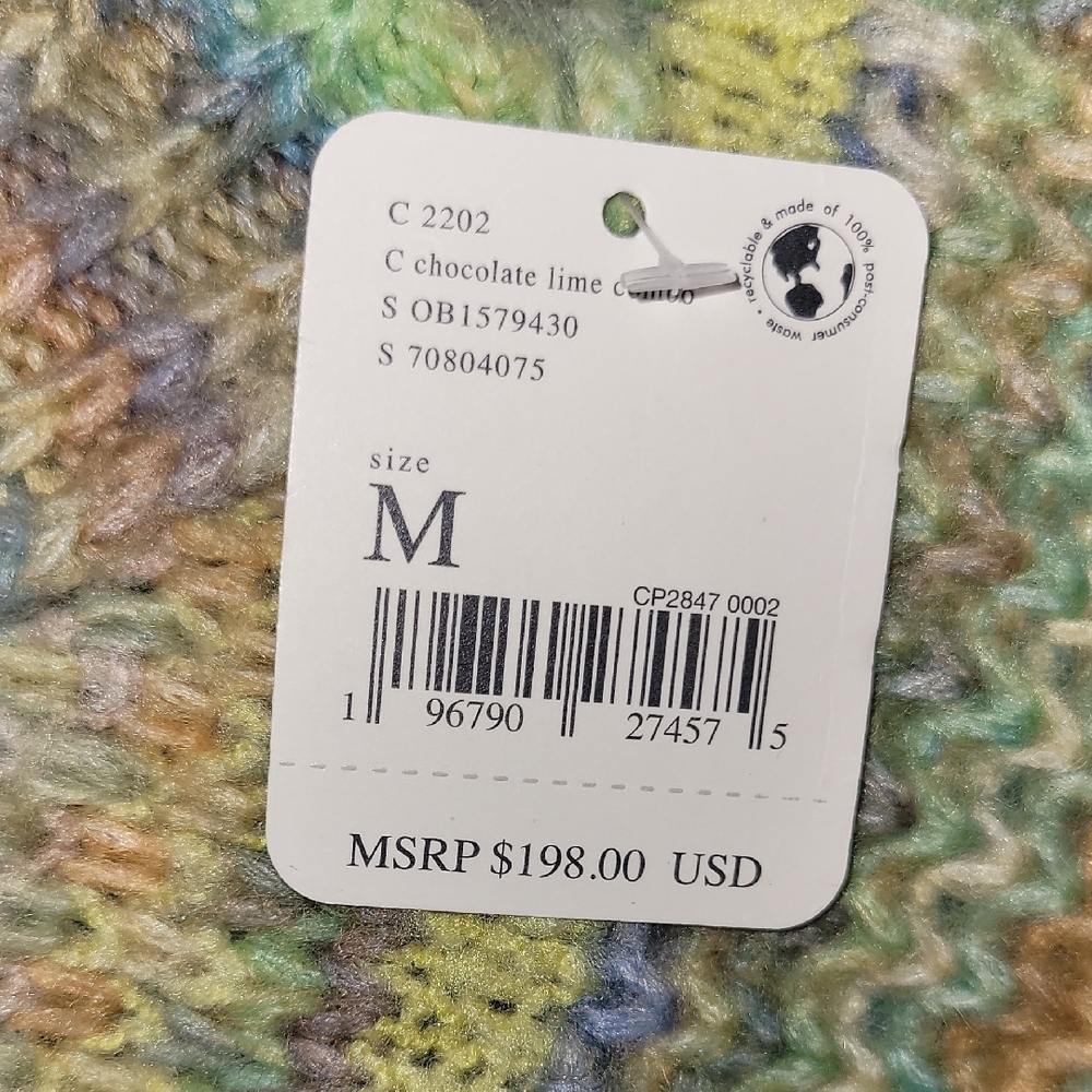 Free People Chocolate Lime Combo Sedona Cardi Sweater Size Med NWT - Picture 7 of 14